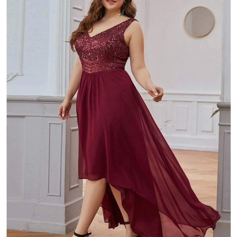 Ever Pretty Burgundy High Low Dress